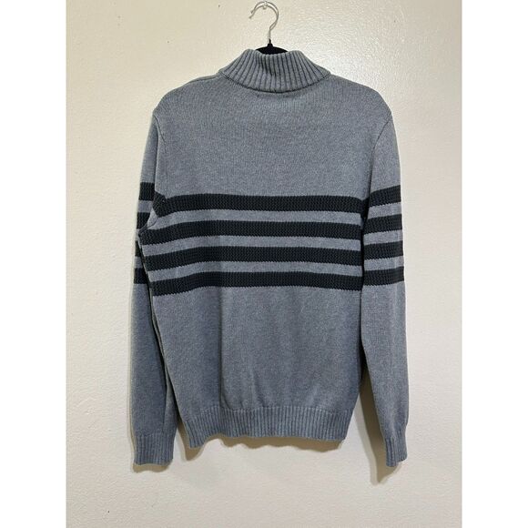Tahari Men's 1/4 Zip Pullover Cotton Sweater Size L Textured Stripes - Picture 4 of 4